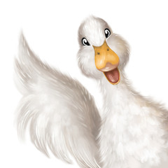 Funny goose portrait. Hello goose. Hand drawn illustration - obrazy, fototapety, plakaty