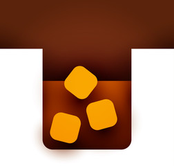 Abstract silhouette of glass with alcohol cocktail and ice cubes in trendy minimalistic geometric flat style. Creative colorful composition. Concept for menu, flyer, banner. Vector illustration.