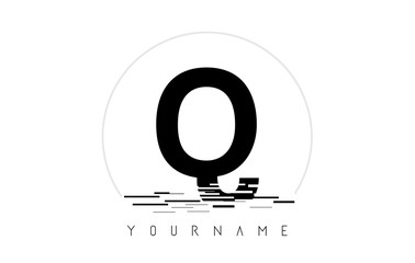 Q Black Letter Logo Design with Circular Shape and Water Effect