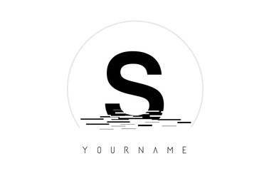 S Black Letter Logo Design with Circular Shape and Water Effect