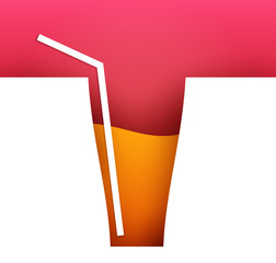 Abstract silhouette of glass with cocktail or juice in trendy minimalistic geometric flat style. Creative colorful composition. Concept for branding menu, cover, flyer, banner. Vector illustration.