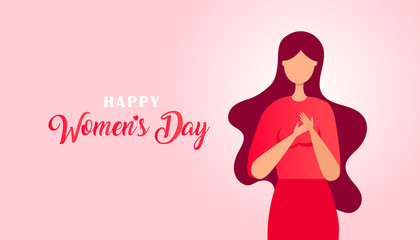 Cute woman hugging herself. Love your body concept. Vector illustration.