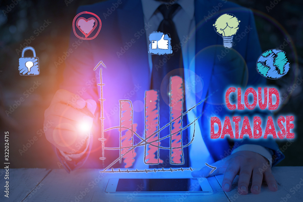 Poster text sign showing cloud database. business photo text optimized or built for a virtualized computing