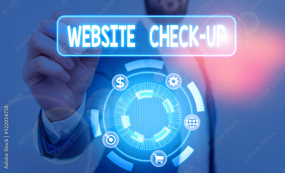 Poster text sign showing website check up. business photo text an examination of a website to see if someth