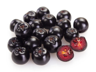 Fresh chokeberry on white background