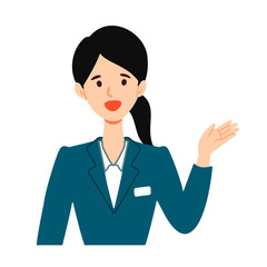 指差し案内する制服コンシェルジュ女性のイラスト