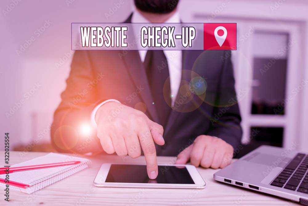Wall mural conceptual hand writing showing website check up. concept meaning an examination of a website to see