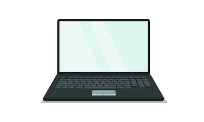 black laptop with rounded buttons on a white background