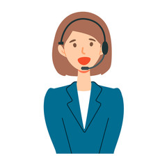 コールセンターオペレーター女性の上半身イラスト