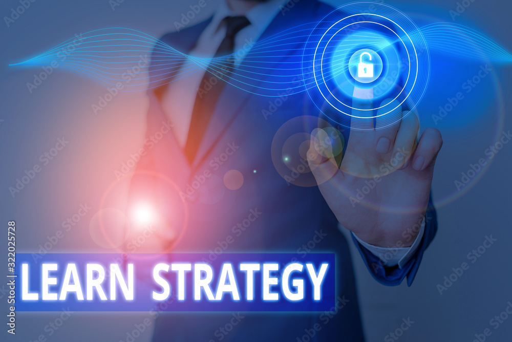 Poster Conceptual hand writing showing Learn Strategy. Concept meaning way of organizing and using set of skills in order to learn
