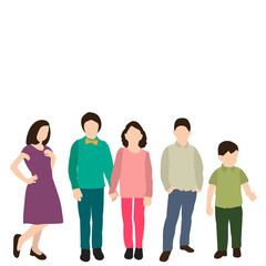 vector, isolated, flat style kids group