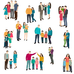 Fototapeta na wymiar isolated, flat style people, parents and children