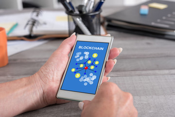 Blockchain concept on a smartphone