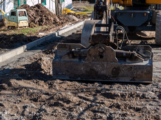 Fototapeta premium Panorama Wegebau Bagger Straßenbau