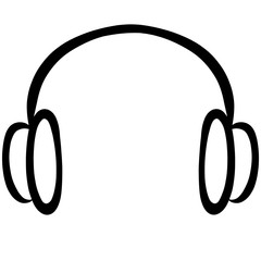headphones, black outline on a white background
