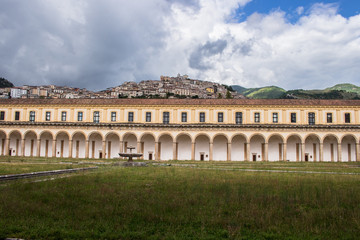 Fototapeta na wymiar Padula, Salerno, Campania, Italy - May 21, 2017: Big Cloister in the Certosa di San Lorenzo
