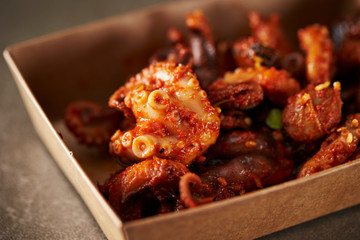 Take out Korean spicy stir fried octopus 