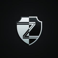 Initial letter Z in the shield, Letter Z Shield Icon