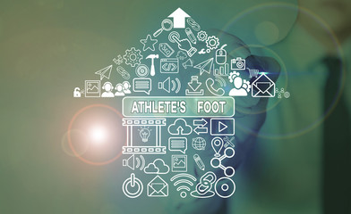 Word writing text Athlete Foot. Business photo showcasing a fungus infection of the foot marked by...