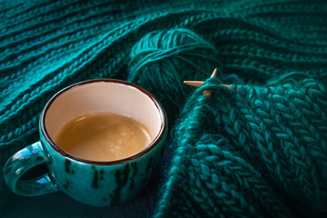  Beautiful knitting process. Background. Pastime. Hobby.