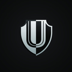 Initial letter U in the shield, Letter U Shield Icon
