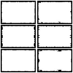 Set of grunge style frames black on white background