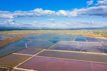 Salt evaporation ponds, salterns or salt works near the Colonia de Sant Jordi