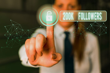 Word writing text 200K Followers. Business photo showcasing number of individuals who follows someone in Instagram