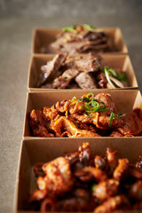 Take out Korean food in paper plate 
