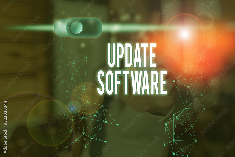 Sticker conceptual hand writing showing update software. concept meaning adds minor software enhancements an