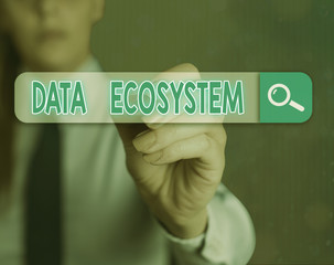 Word writing text Data Ecosystem. Business photo showcasing collection of infrastructure used to capture and analyze data