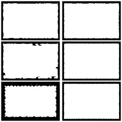 Set of grunge style frames black on white background