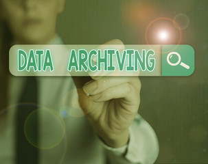 Word writing text Data Archiving. Business photo showcasing to secure and to store data for long term retention