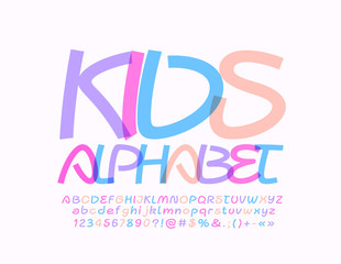 Vector Kids Font. Watercolor trendy Alphabet Letters and Numbers.