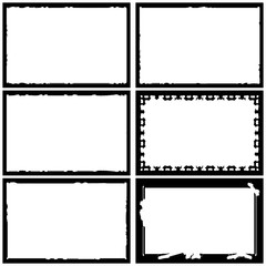 Set of grunge style frames black on white background