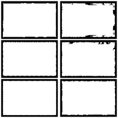 Set of grunge style frames black on white background