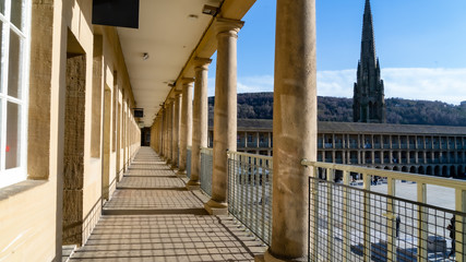 Looking down a hallway at the Piece Hall Halifax - obrazy, fototapety, plakaty