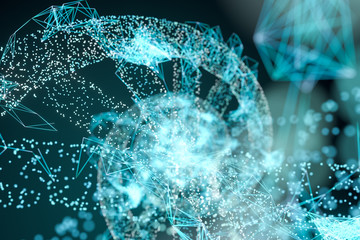 Broken lines and scattered particles,abstract conception,3d rendering.