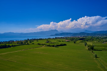 Fototapeta na wymiar Aerial view, panorama of Lake Garda Italy