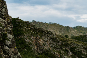 Background image of a mountain landscape. Russia, Siberia, Altai