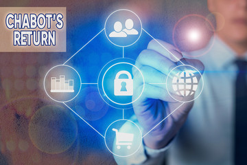 Writing note showing Chabot S Return. Business concept for the come back of conversation via auditory or textual method