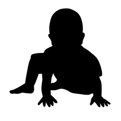 silhouette of a newborn baby white background vector