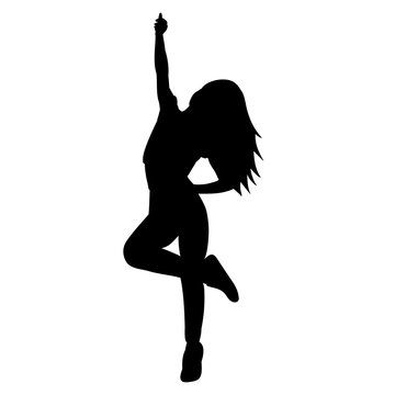 silhouette of dancing girls white background vector