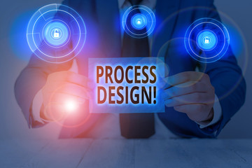 Conceptual hand writing showing Process Design. Concept meaning process of originating and...