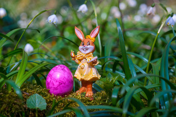 happy easter time decoration with beautiful flowers