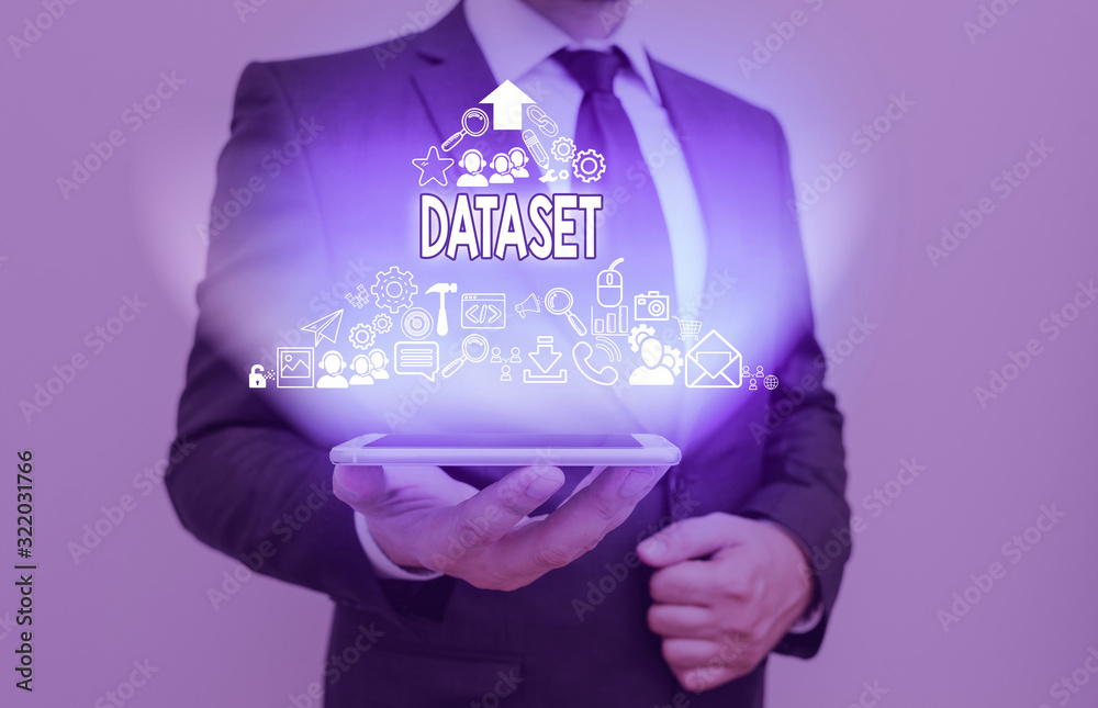 Poster writing note showing dataset. business concept for collection of numbers or values that relate to a 