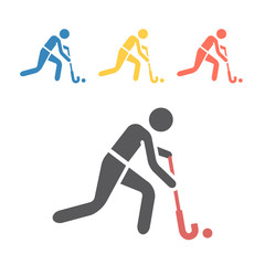 Field Hockey player icon. Vector signs for web graphics