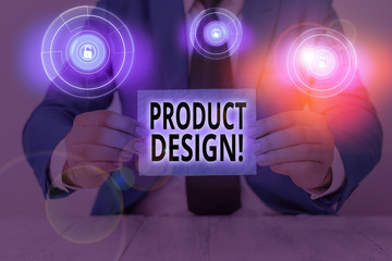 Conceptual hand writing showing Product Design. Concept meaning process of creating or improving a...