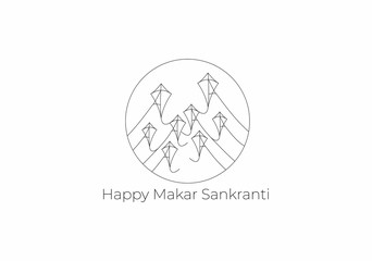 Celebrate Makar Sankranti greeting card background with kites with manja Poster.