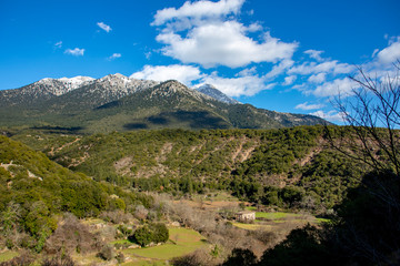 Fototapeta na wymiar Helmos mountain from Kastria village in Greece